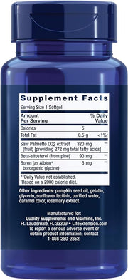 Life Extension PalmettoGuard Saw Palmetto & Beta-Sitosterol – Supports Healthy Prostate Function & Hormone Metabolism Health – Supplements for Men - Gluten-Free, Non-GMO – 30 softgels