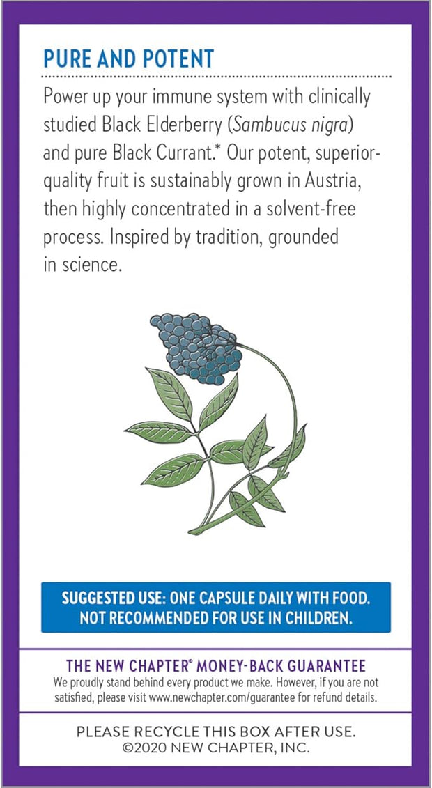 New Chapter Vegan Elderberry Capsules 64x Concentrated 30 Count
