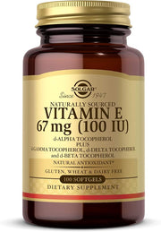 Solgar Vitamin E 67 mg (100 IU), 100 Mixed Softgels - Natural Antioxidant, Skin & Immune System Support - Naturally-Sourced Vitamin E - Gluten Free, Dairy Free - 100 Servings