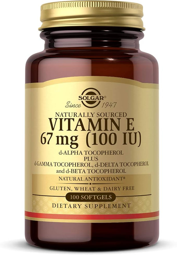 Solgar Vitamin E 67 mg (100 IU), 100 Mixed Softgels - Natural Antioxidant, Skin & Immune System Support - Naturally-Sourced Vitamin E - Gluten Free, Dairy Free - 100 Servings
