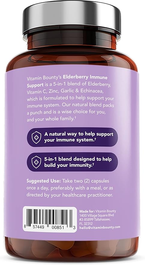 Vitamin Bounty Elderberry Immune Support 5-in-1 Blend, 60 Capsules, 2 Pack