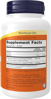 NOW Foods Supplements, Castor Oil 650 mg with Fennel Oil, Natural Laxative*, 120 Softgels