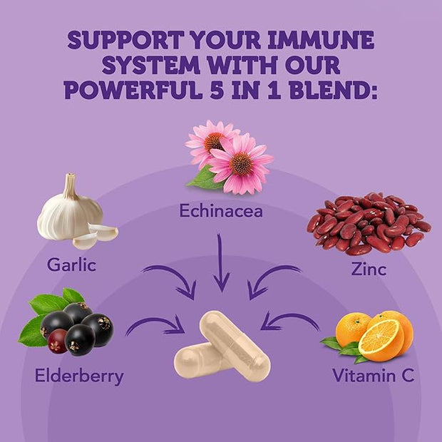 Vitamin Bounty Elderberry Immune Support 5-in-1 Blend, 60 Capsules, 2 Pack