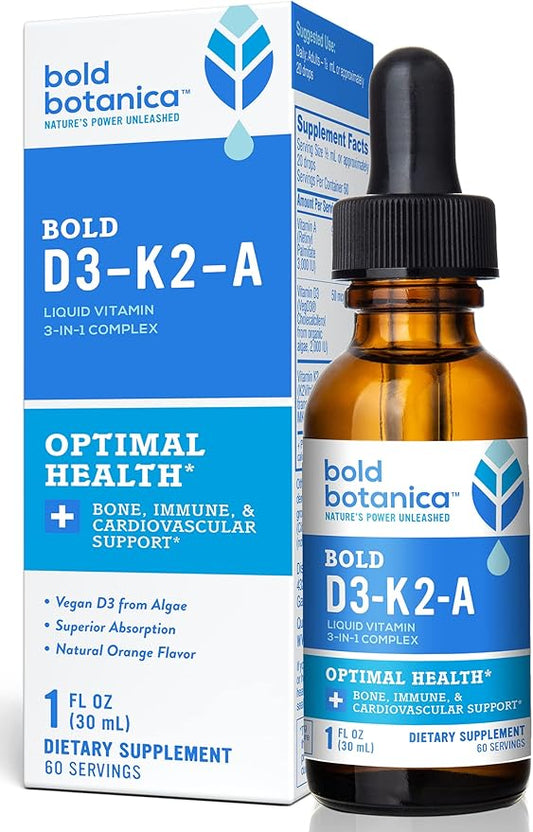 D3-K2-A, Liquid Vitamin Complex, Vegan Vitamin D3 from K2 (MK7) (MK7) and 1 FL (30mL)