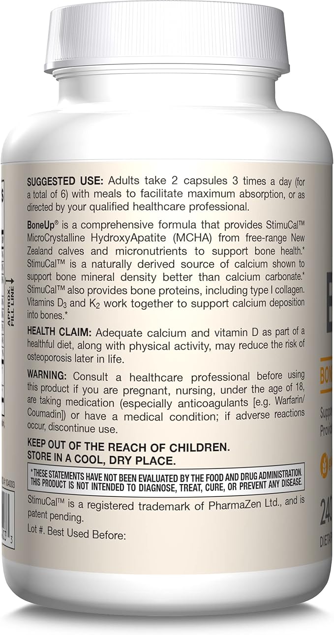 Jarrow Formulas BoneUp 240 Capsules 120 Servings D3, K2 K2 (as MK-7) & 1000 mg