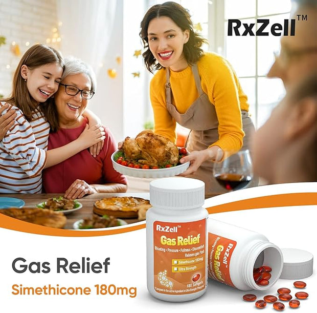 Gas Relief, Ultra Strength Simethicone 180mg, 180 Softgels