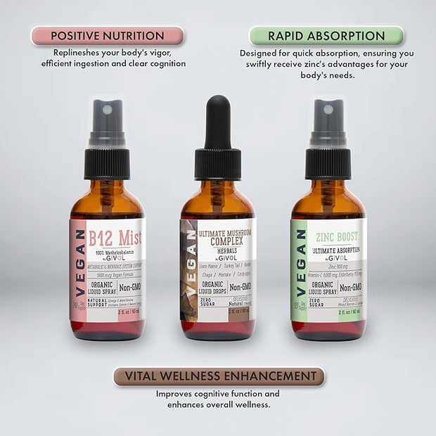 Cognitive Wellness Bundle Liquid Vitamin Trio: B12, Lions 360 Days