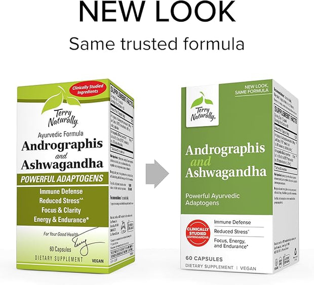 Terry Naturally Andrographis and Ashwagandha 60 Capsules 60 Servings