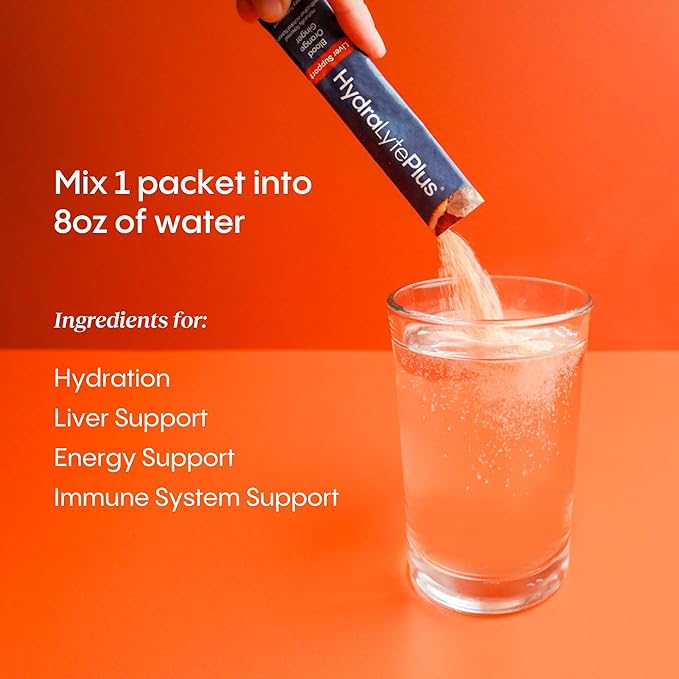 Hydralyte Liver Support + Electrolyte Mix with Milk Thistle, Turmeric, Ginger, Prickly Pear, Green Tea Extract Formulated for Rapid Rehydration (Pineapple Mango Ginger, 20 Packets)