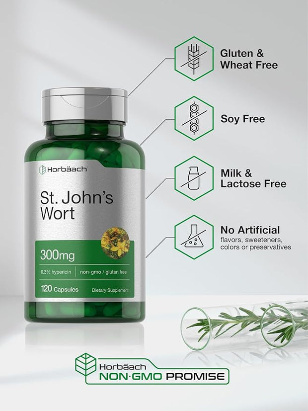 Horbäach St John's Wort Capsules 300mg 120 Count