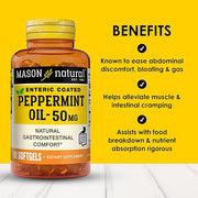 MASON NATURAL Peppermint Oil 50 mg Enteric Coated Supplement, 270 Day Supply of Gastrointestinal Support for Normally Functioning Bowel, Softgel Pills