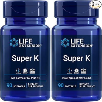 Life Extension Super K, Vitamin K1, K2 mk-7, mk-7, Vitamin K2 mk-4, mk-4, Vitamin 3-Month Supply, 1 Daily, 90 softgels 2)