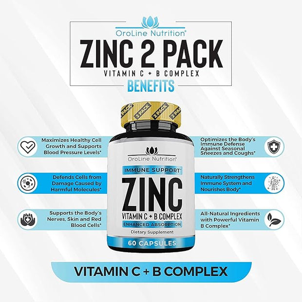 Premium Zinc Citrate 50 mg Supplement, 2-Pack Value 120 Capsules