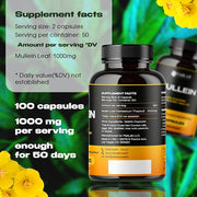 Mullein Leaf Capsules Supports Healthy Respiratory (100 Capsules)