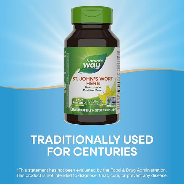 Nature's Way St. John’s Wort Herb, 700 mg 2-Capsule Serving, 100 Capsules