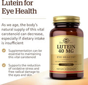 Solgar Lutein 40 mg, 30 Softgels - Supports Eye Health - Helps Filter Out Blue-Light - Contains FloraGLO Lutein - Gluten Free, Dairy Free - 30 Servings