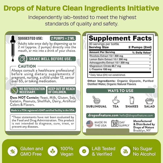 Ashwagandha Liquid Drops Infused with Magnesium, 60mL)