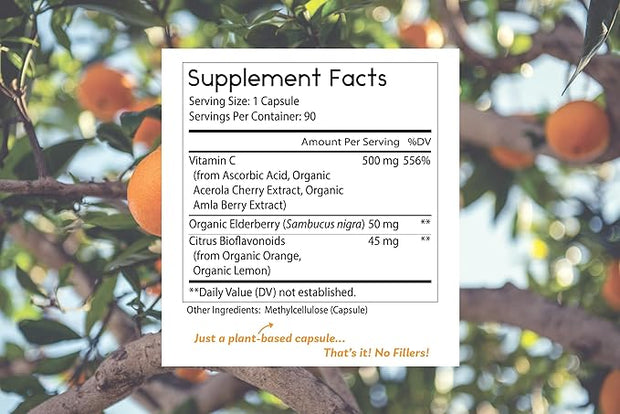 Vitamin C with Organic Elderberry, Organic 90 Capsules