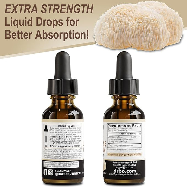 Lions Mane Mushroom Supplement Drops 1oz