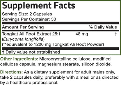 Bronson Longjack Tongkat Ali Extra Strength, 60 Vegetarian
