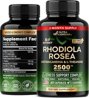 Rhodiola Rosea Supplement 2500mg 5:1 | 3% Salidroside 2 Month 60 Capsules