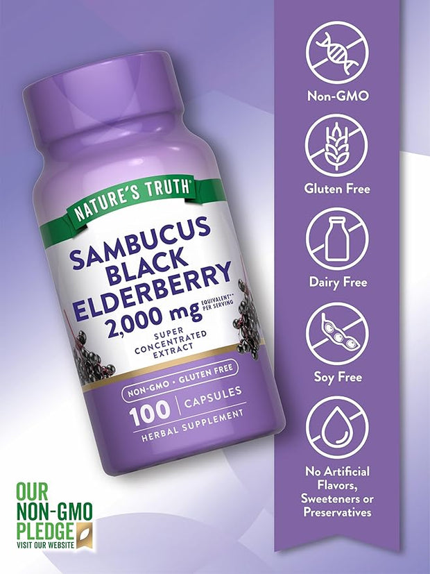 Nature's Truth Black Elderberry Capsules 100 Count