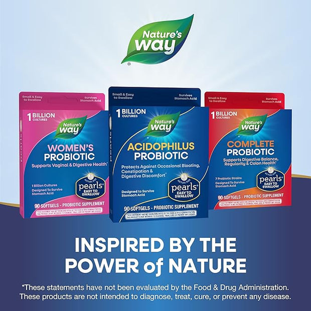 Nature's Way Acidophilus Probiotic Pearls, Supports 1 Billion 90 Softgels