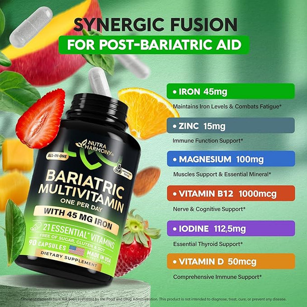 Bariatric Multivitamin - 45 mg Iron 21 Essential 90 Capsules