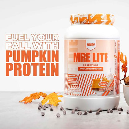 REDCON1 MRE Lite Whole Food Protein Powder, Juniors, Pumpkin Cheesecake - Low Carb & Whey Free Meal Replacement with Animal Protein Blends - Easy to Digest Supplement Made with MCT Oils (30 Servings)