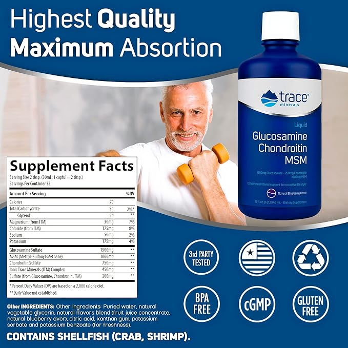Trace Minerals | Liquid Glucosamine Chondroitin 32 Servings, 32 fl