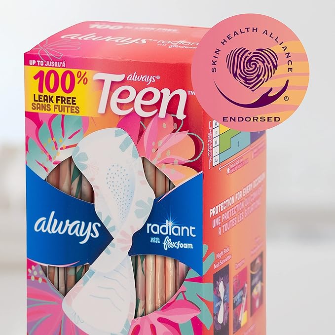 Always Radiant Teen Feminine Pads 1, Regular, 42 CT