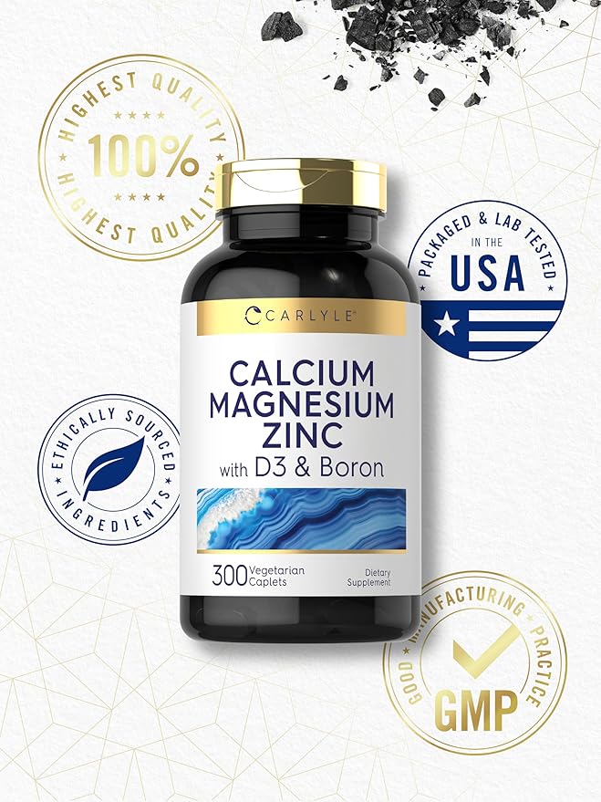 Carlyle Calcium Magnesium Zinc with Vitamin D3 and 300 Caplets