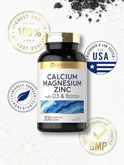 Carlyle Calcium Magnesium Zinc with Vitamin D3 and 300 Caplets