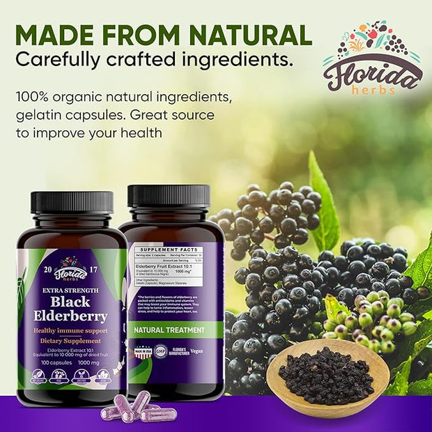 Black Elderberry Capsules 200 Count 10,000mg | 200 Vegan 2