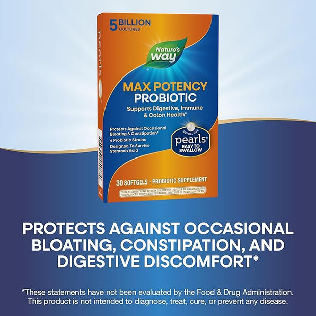 Nature's Way Max Potency Probiotic Pearls 5 Billion 30 Softgels 2)