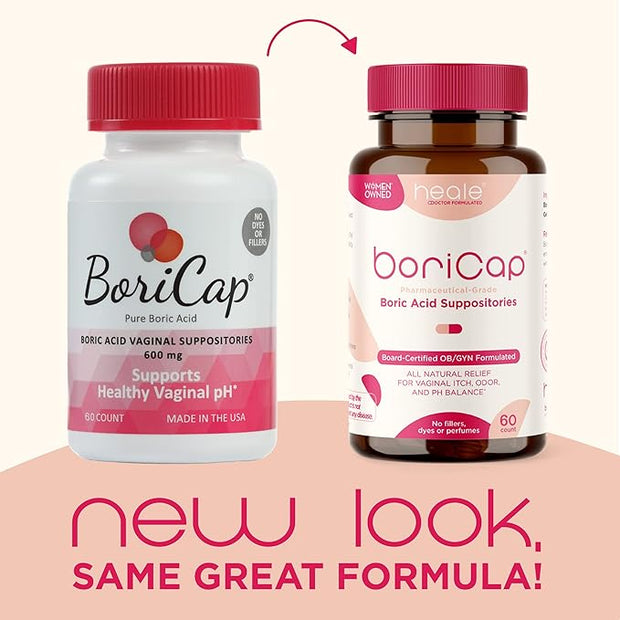 BoriCap - Boric Acid Suppositories 600 mg 60 Capsules