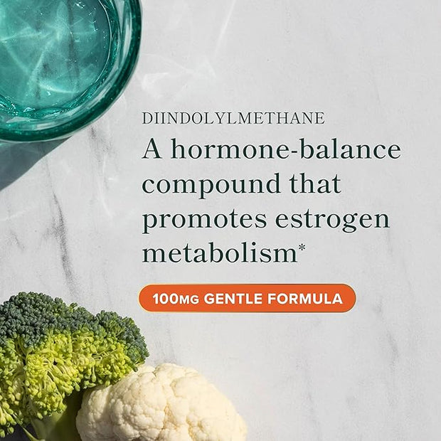 DIM Supplement 100 mg | Estrogen Balance for Women & Men | Diindolylmethane for Hormone Balance, Hormonal Acne, Menopause & Antioxidant Support | with MCT Oil & Vitamin E | Gentle Softgels | 120 Ct.