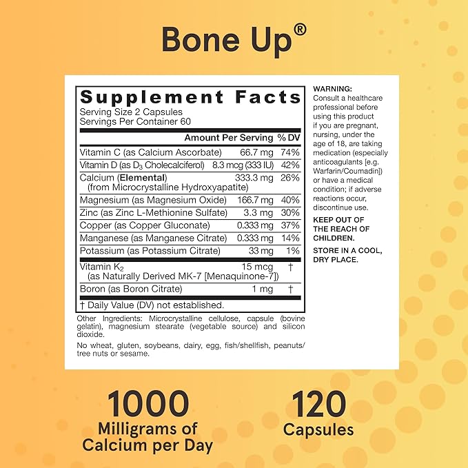 Jarrow Formulas BoneUp 120 Capsules 60 Servings D3, K2 K2 (as MK-7) & 1000 mg