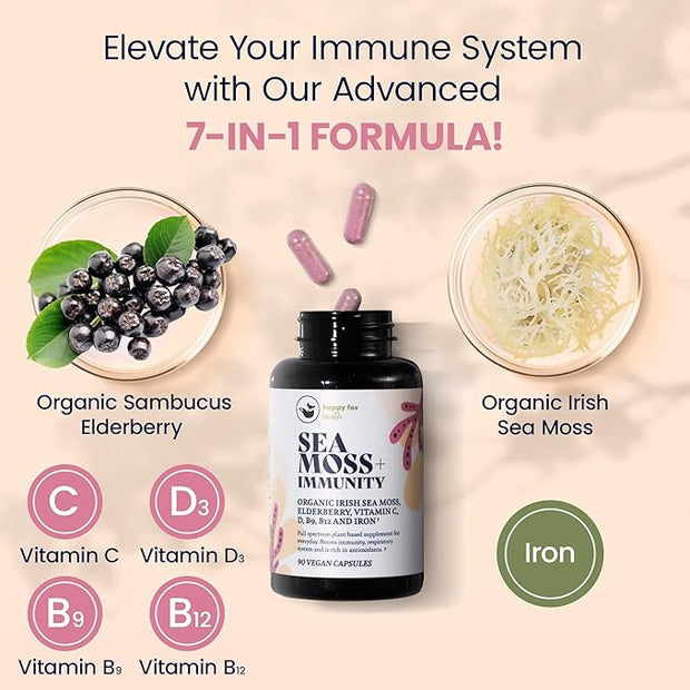 Irish Sea Moss Capsules & Sambucus D3, B9, B9, B12, B12, Iron