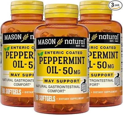 MASON NATURAL Peppermint Oil 50 mg Enteric Coated Supplement, 270 Day Supply of Gastrointestinal Support for Normally Functioning Bowel, Softgel Pills
