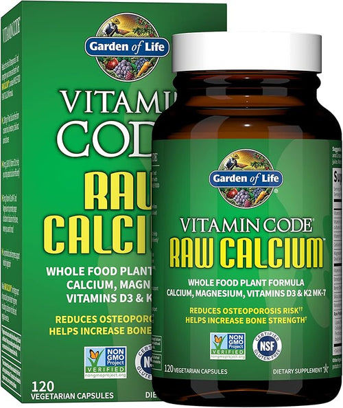 Garden of Life Raw Calcium Supplement K2, Vitamin D3 and 120 Capsules