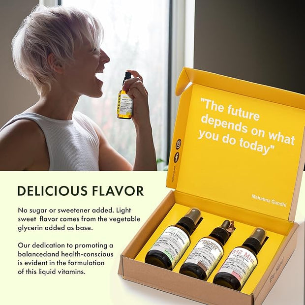 Cognitive Wellness Bundle Liquid Vitamin Trio: B12, Lions 360 Days