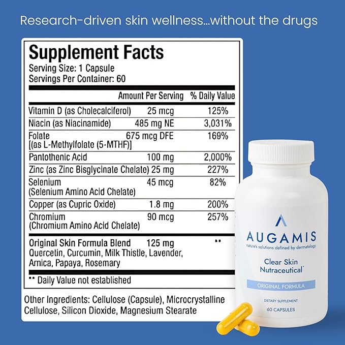 Acne Supplement for Men & Women (60 Capsules, 485 mg) – DIM-Free Hormonal Acne Treatment & Acne Medication, Helps Nodular & Hormonal Acne, Best Acne Treatment for Teenagers & Adults