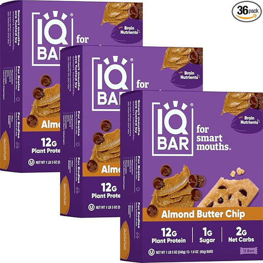 IQBAR Brain and Body Plant Protein Bars 36 Count,