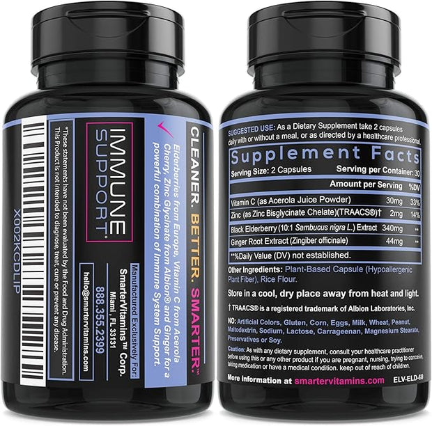 Smarter Elderberry Capsules + Vitamin C 60 Vegan