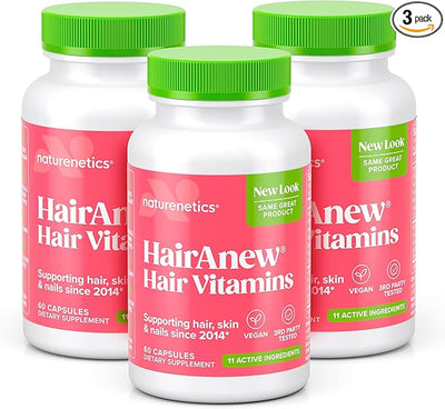 HairAnew Hair Growth Vitamins for Thicker 11 Hair 5000mcg Biotin 60 Capsules (3)