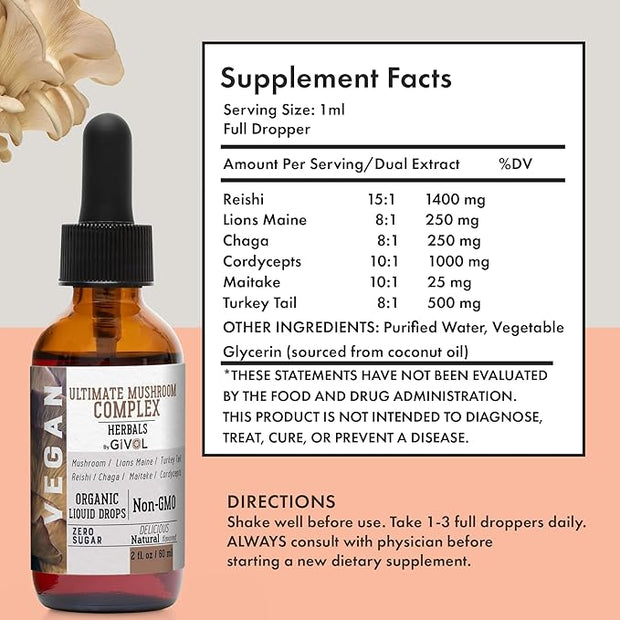 Ultimate Immune Mushroom Complex Liquid Drops: 60 Days
