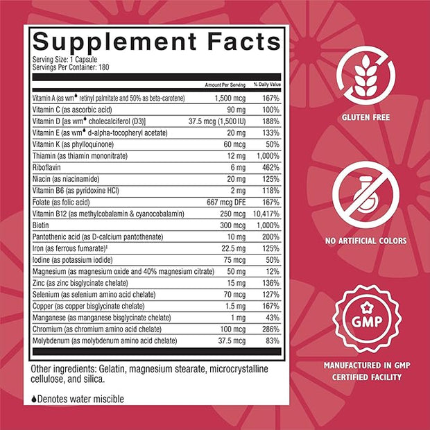 Celebrate Vitamins Multi-Complete, 45mg Iron – (180 Capsules)
