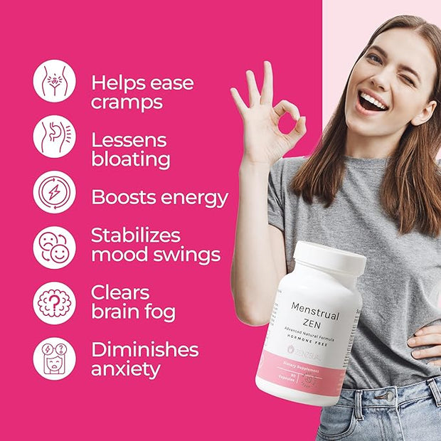 ZENZSUAL Menstrual Zen Natural and Hormone-Free (90 Capsules 2.7 Oz)