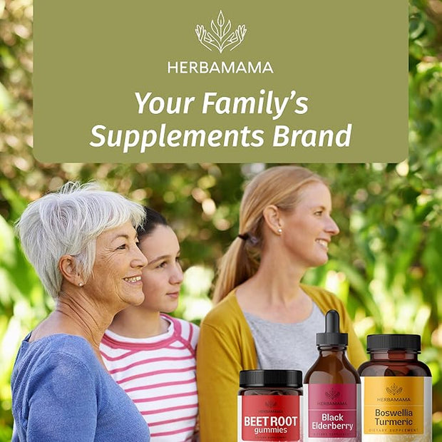 HERBAMAMA Black Elderberry Drops 42-Day Supply.